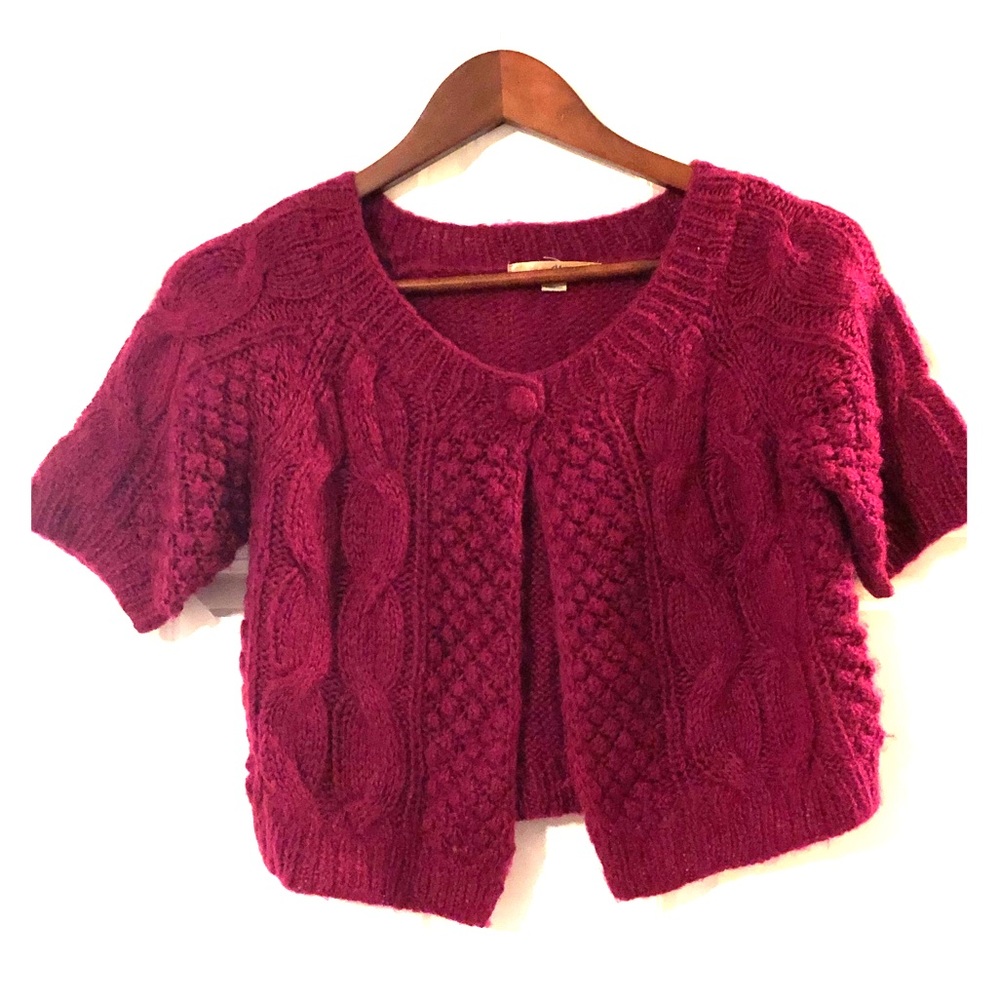 Magenta Cropped Sweater Capelet - Size M